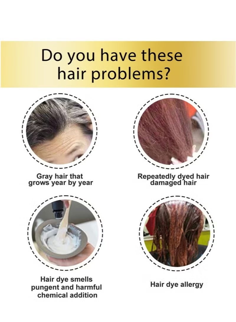 إيلهو صبغة شعر نبات الفقاعات، صبغة شعر نباتية طبيعية، صبغة شعر نبات الفقاعات هوانغ يي، مستخلص نباتي نقي لتلوين الشعر الرمادي، شامبو صبغة فورية طبيعية للشعر، كريم صبغة شعر من فاكهة النبات 30 مل، 10 عبوات/علبة - Image 4